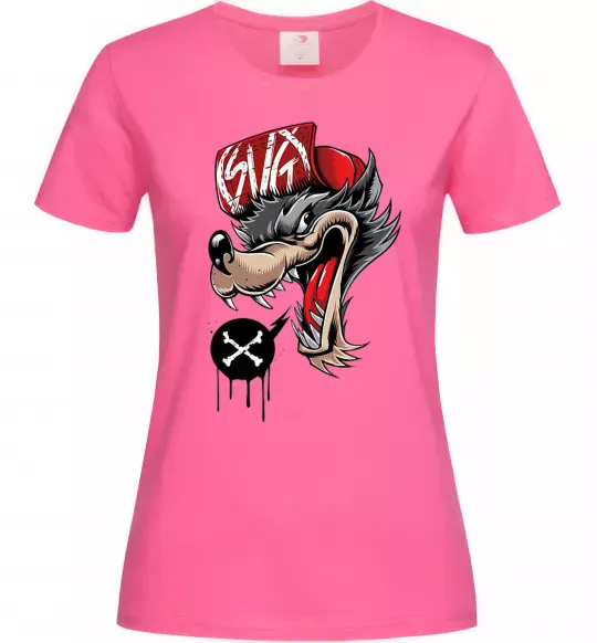 Жіноча футболка Swag wolf Яскраво-рожевий фото