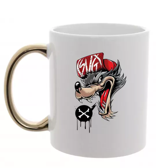 Чашка з кольоровою ручкою Swag wolf Золото фото