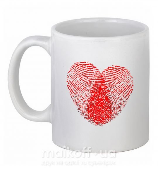 Чашка керамическая Сердце отпечаток Белый фото