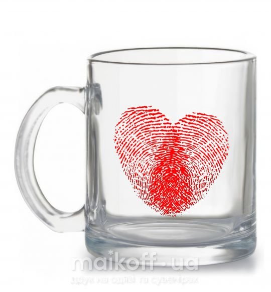 Чашка скляна Сердце отпечаток Прозорий фото