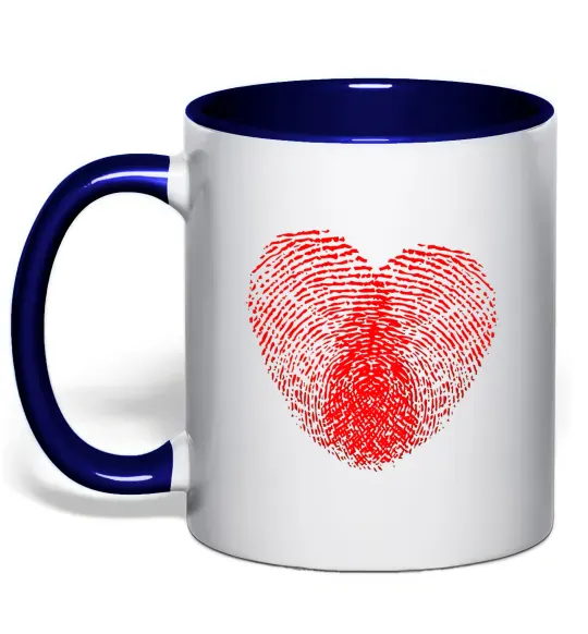 Чашка с цветной ручкой Серце відбиток Глубокий темно-синий фото
