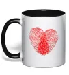 Чашка с цветной ручкой Серце відбиток Черный Чашка с цветной ручкой Серце відбиток Черный фото