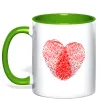 Чашка с цветной ручкой Серце відбиток Лаймовый фото