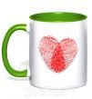 Чашка з кольоровою ручкою Сердце отпечаток Зелений фото