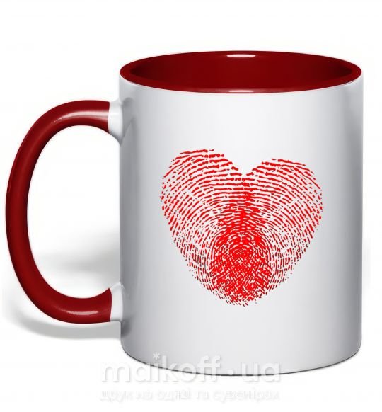 Чашка з кольоровою ручкою Сердце отпечаток Червоний фото