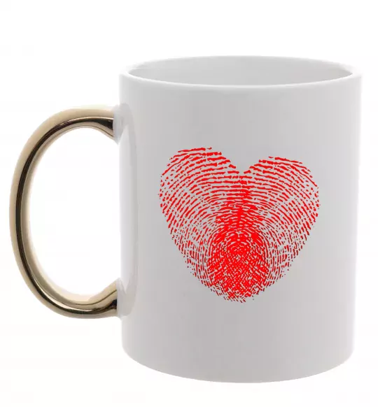 Чашка с цветной ручкой Серце відбиток Золото фото