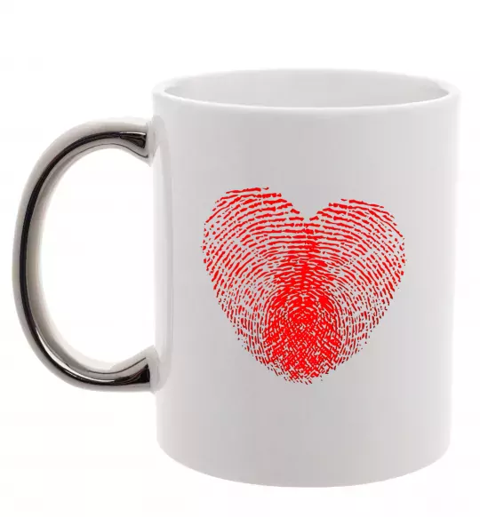 Чашка с цветной ручкой Серце відбиток Серебро фото