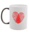 Чашка с цветной ручкой Серце відбиток Серебро Чашка с цветной ручкой Серце відбиток Серебро фото