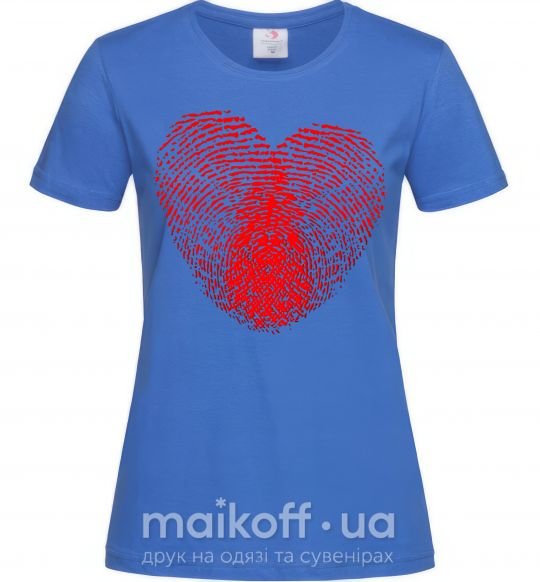 Женская футболка Сердце отпечаток Ярко-синий фото
