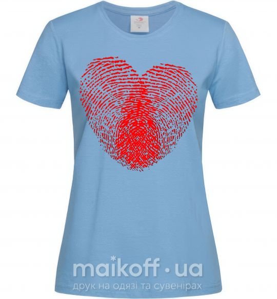 Жіноча футболка Сердце отпечаток Блакитний фото