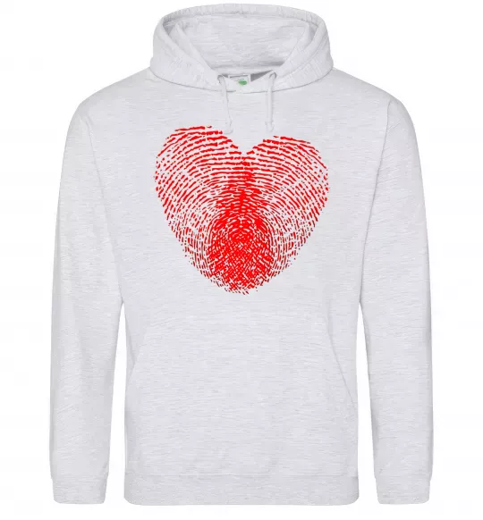 Жіноча толстовка (худі) Серце відбиток Сірий меланж фото