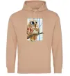 Мужская толстовка (худи) Сова маслом Песочный фото