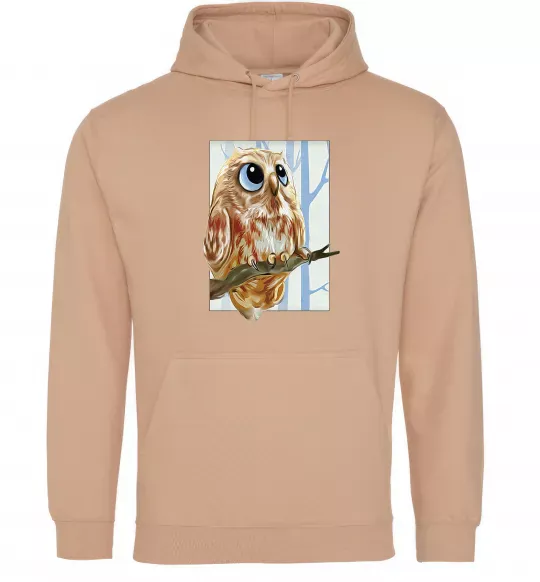 Женская толстовка (худи) Сова маслом Песочный фото
