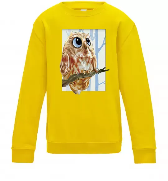 Детский Свитшот Сова маслом Солнечно желтый фото