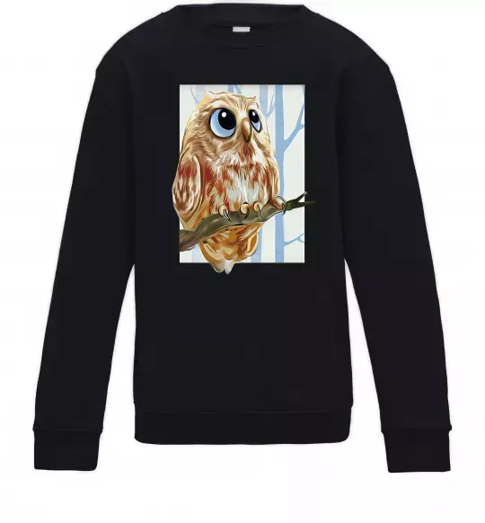 Детский Свитшот Сова маслом Черный фото
