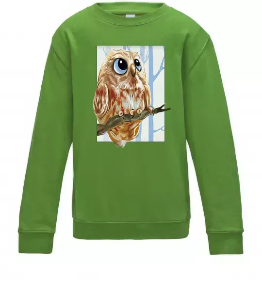 Детский Свитшот Сова маслом Лаймовый фото