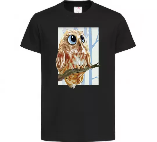 Детская футболка Сова маслом Черный фото