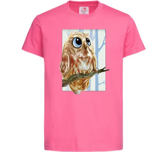 Детская футболка Сова маслом Ярко-розовый фото