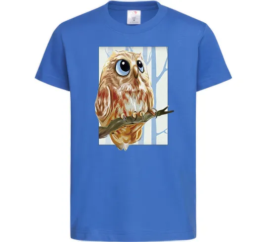Детская футболка Сова маслом Ярко-синий фото