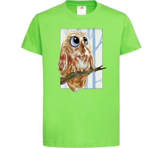 Детская футболка Сова маслом Лаймовый фото