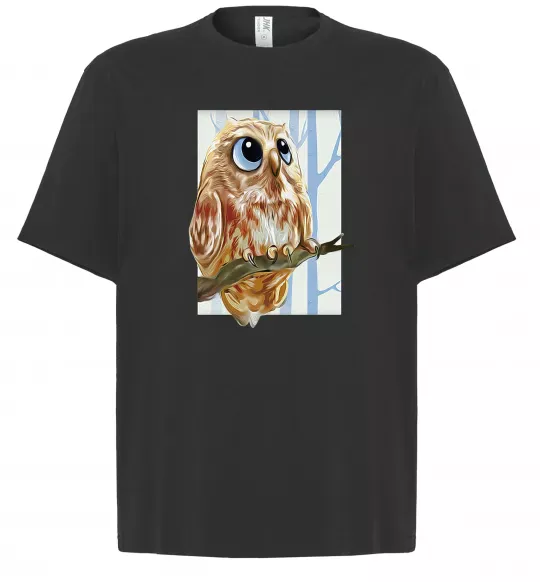 Футболка Оверсайз Сова маслом Чорний фото