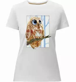 Женская премиум футболка Сова зла Черный фото