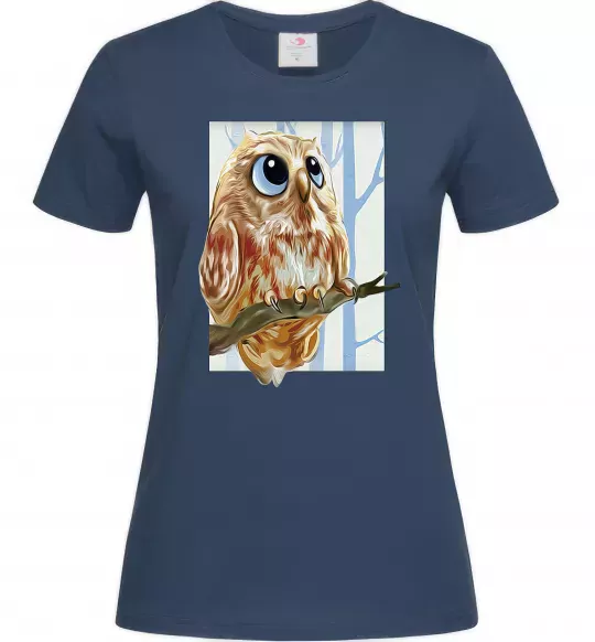 Жіноча футболка Сова маслом Темно-синій фото