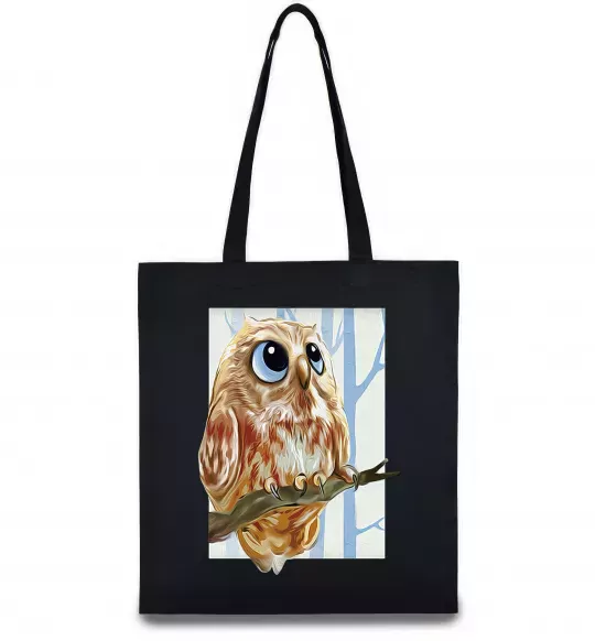 Еко-сумка Сова маслом Чорний фото