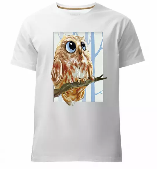 Мужская премиум футболка Сова маслом Белый фото