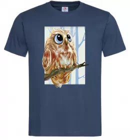 Мужская футболка Сова маслом Темно-синий фото