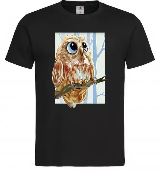 Мужская футболка Сова маслом Черный фото