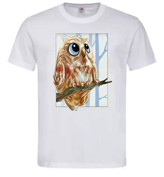 Мужская футболка Сова маслом Белый фото