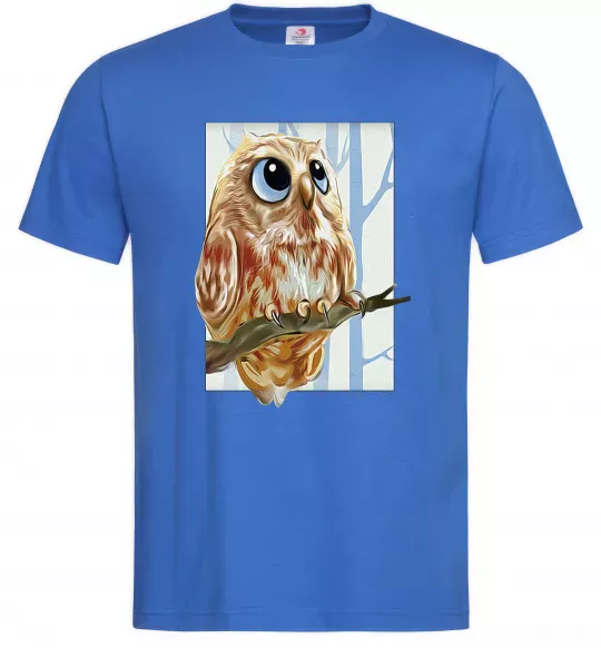 Мужская футболка Сова маслом Ярко-синий фото