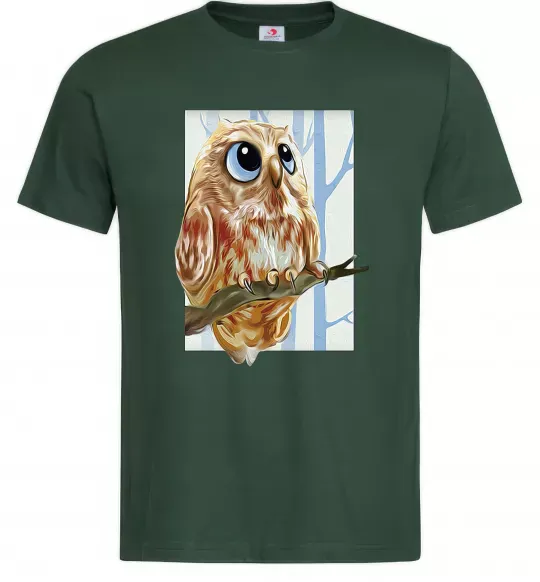 Мужская футболка Сова маслом Темно-зеленый фото