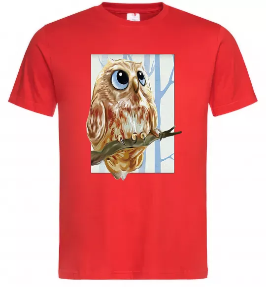 Мужская футболка Сова маслом Красный фото