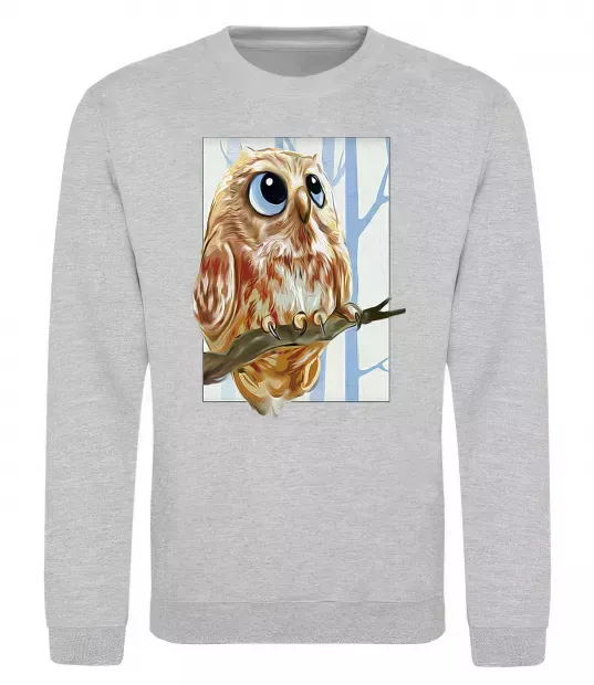 Свитшот Сова маслом Серый меланж фото