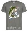 Мужская футболка Зеленая рыба брызги Графит фото