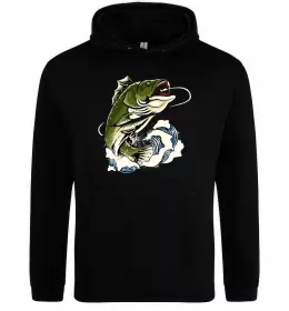 Жіноча толстовка (худі) Зелена риба Чорний фото