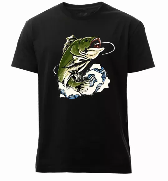 Мужская премиум футболка Зелена риба Черный фото