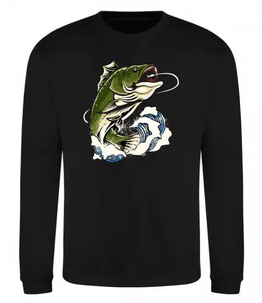 Світшот Зелена риба Чорний фото