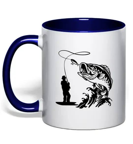 Чашка з кольоровою ручкою Велика рибина Глибокий темно-синій фото