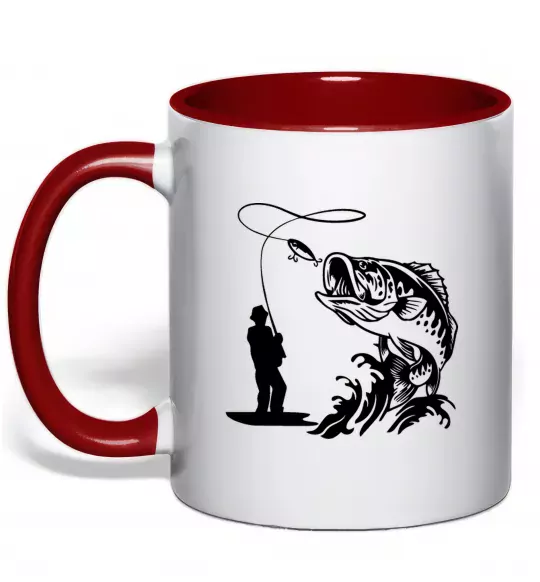 Чашка з кольоровою ручкою Велика рибина Червоний фото