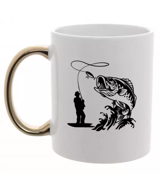 Чашка з кольоровою ручкою Велика рибина Золото фото