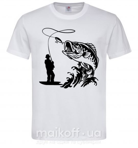 Мужская футболка Большая рыбина Белый фото