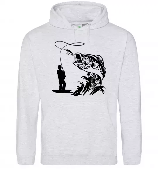 Чоловіча толстовка (худі) Велика рибина Сірий меланж фото