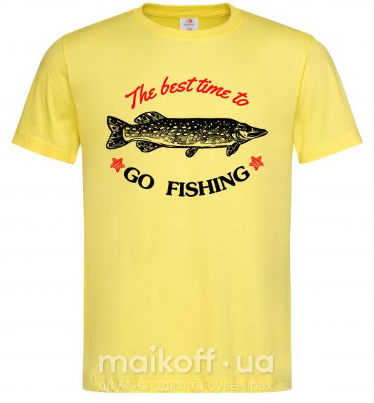 Чоловіча футболка The best time to go fishing Лимонний фото