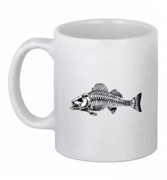 Чашка керамічна Cкелет риби Білий фото