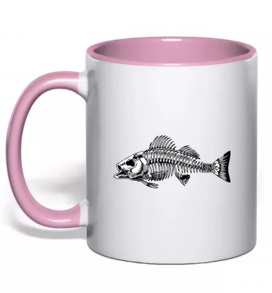 Чашка з кольоровою ручкою Cкелет риби Ніжно рожевий фото