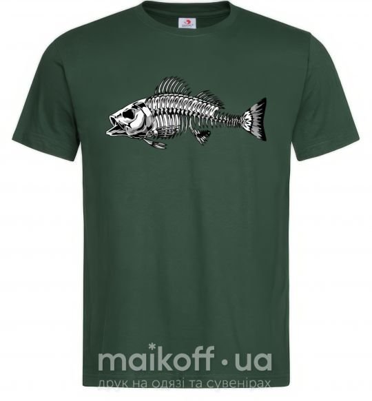 Мужская футболка Рыбий скелет Темно-зеленый фото