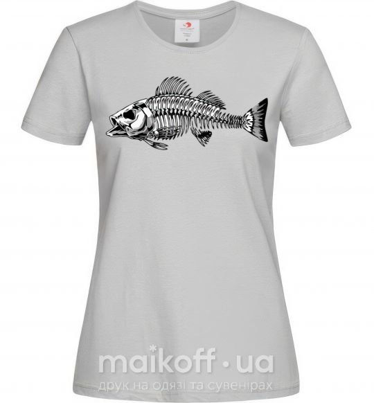 Женская футболка Рыбий скелет Серый фото